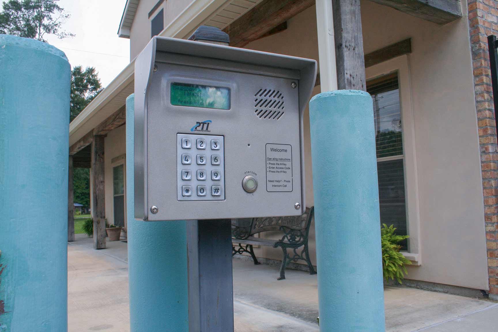 Photograph showing the security keypad entry